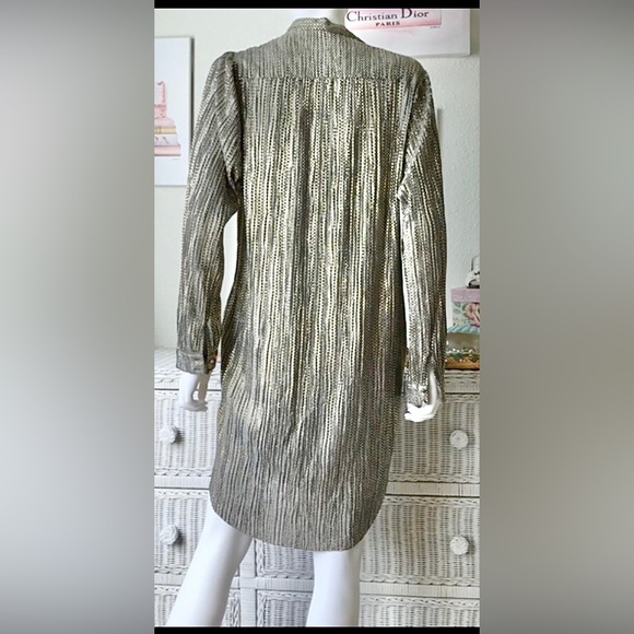Anthropologie Sabina Musayev Eugene metallic gold fabric dress size Medium - Picture 4 of 8